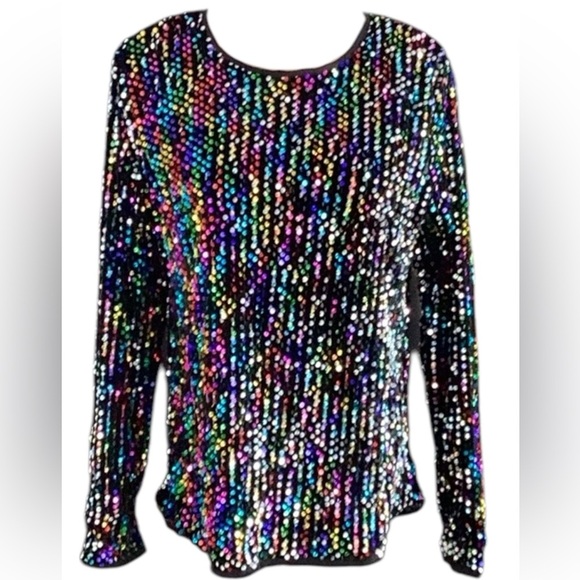 Colorful Sequin Shiny Sparkly Party Top Blouse Large New in Packaging - Picture 6 of 10